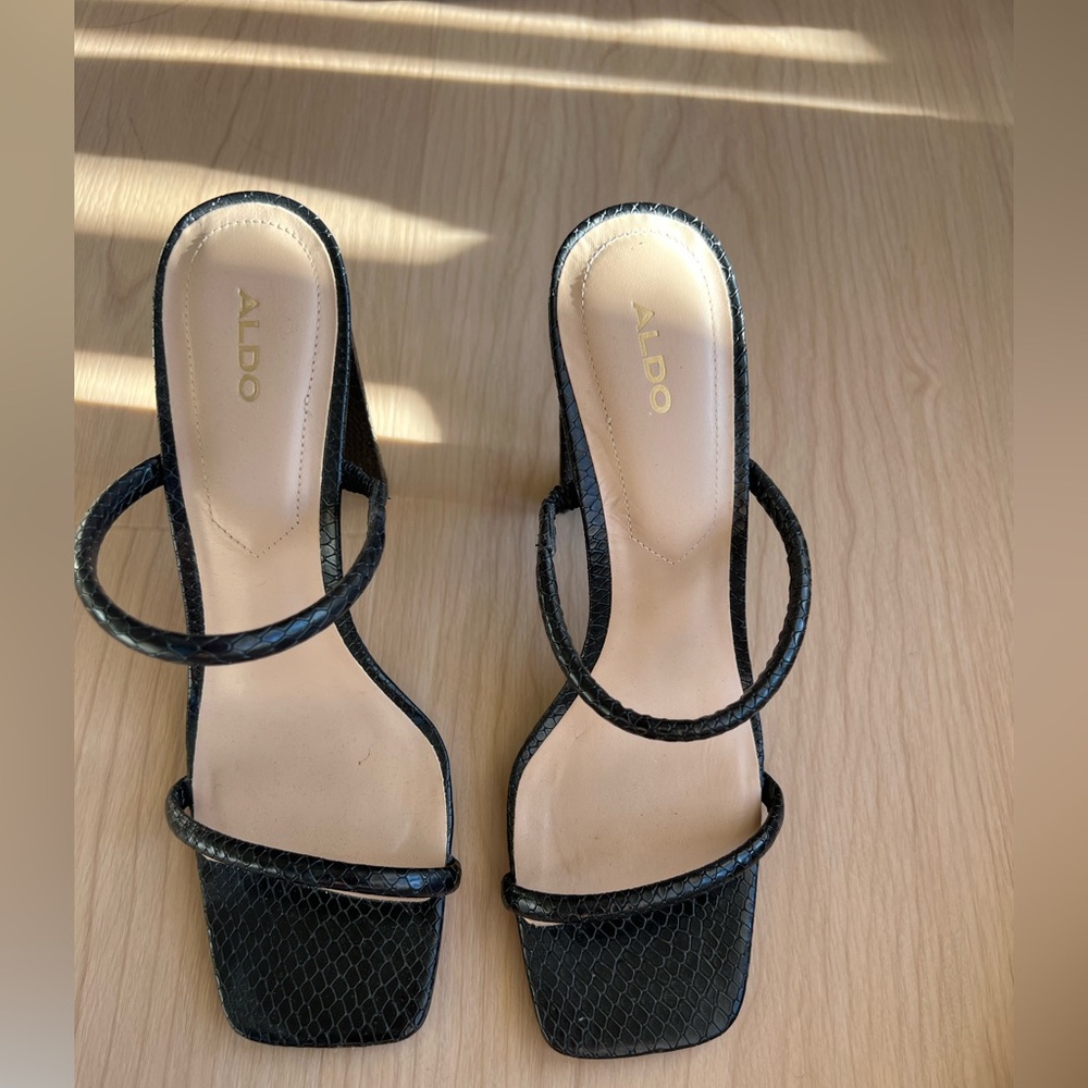 Aldo Black Textured Heels